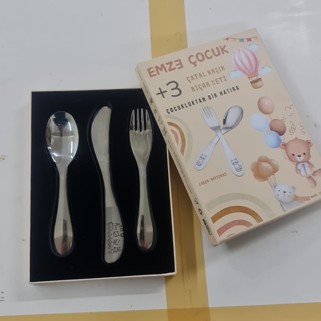 EMZE İsme Özel Çocuk Çatal Kaşık Seti